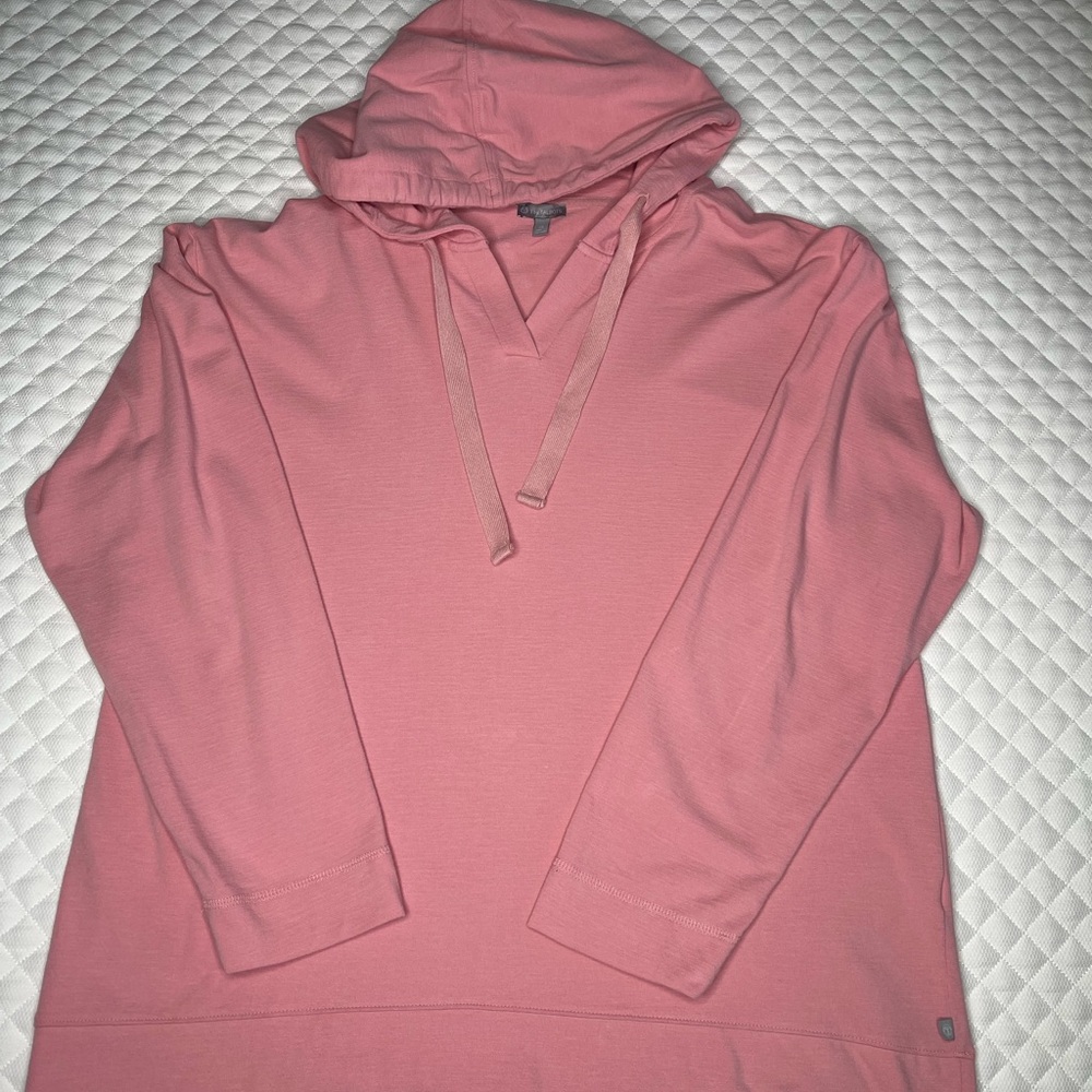 T by Talbots Peach Split Neck Hoodie